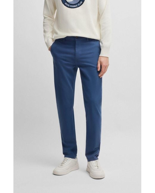 Boss Blue Belt Loops Slacks for men