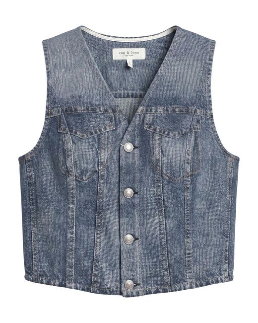 Rag & Bone Blue Denim Waistcoats