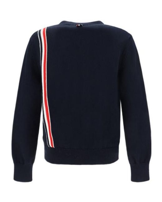 Thom Browne Blue Rwb Striped V-Neck Knitted Cardigan for men