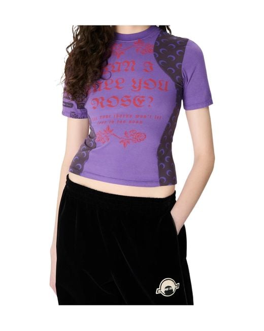 MARINE SERRE Purple Regenerated Graphic Jersey Baby Fit T-Shirt