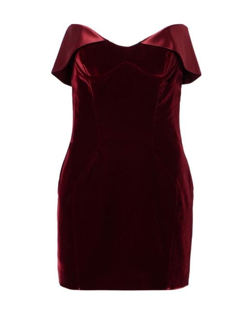 Mugler Red Velvet Trim Mini Dress
