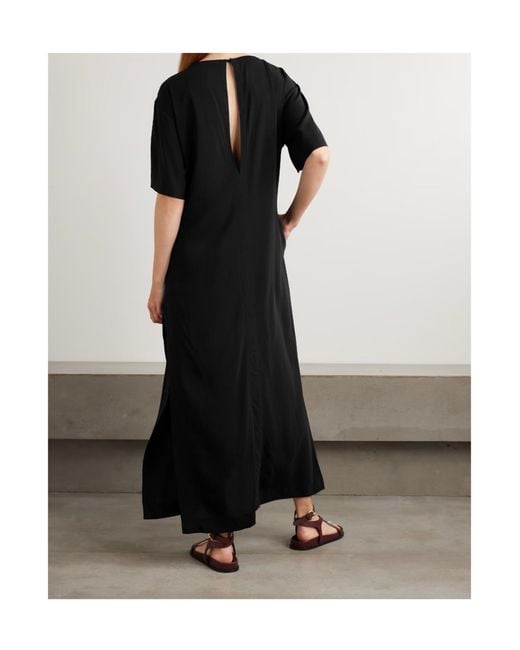 St. Agni Black Crepe De Chine Maxi Dress