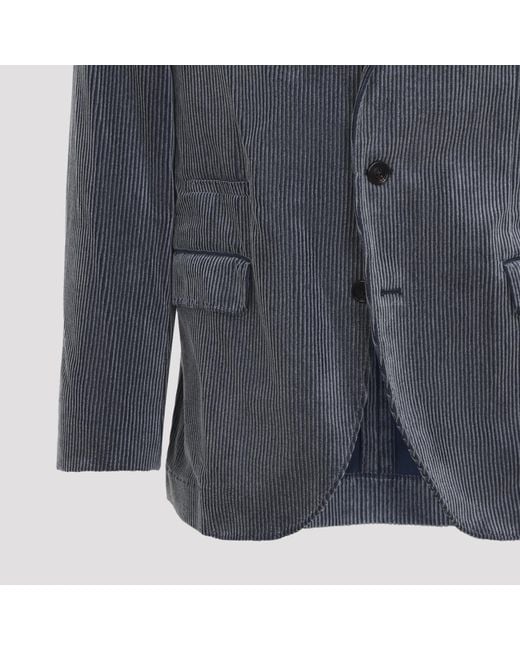 Brunello Cucinelli Blue Single-Breasted Blazer for men