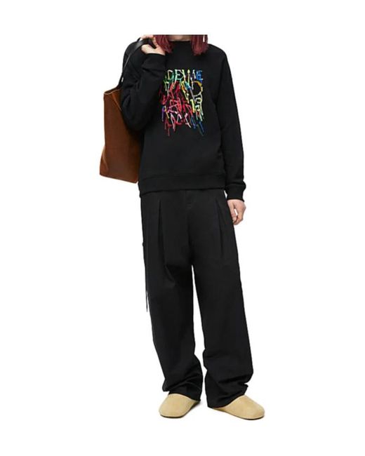Loewe Black Logo Embroidered Crewneck Sweatshirt for men