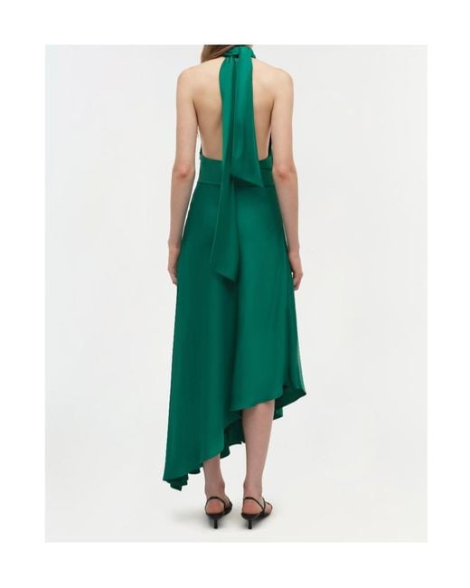 Jonathan Simkhai Green Monica Satin Midi Dress