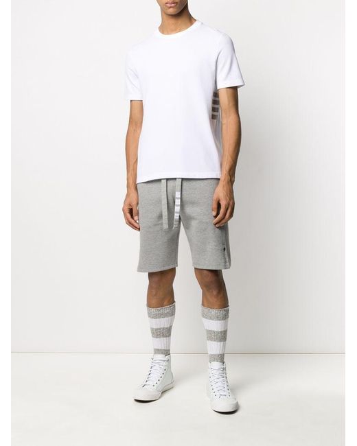Thom Browne White T-Shirt With Round Neck And Short Sleeves for men