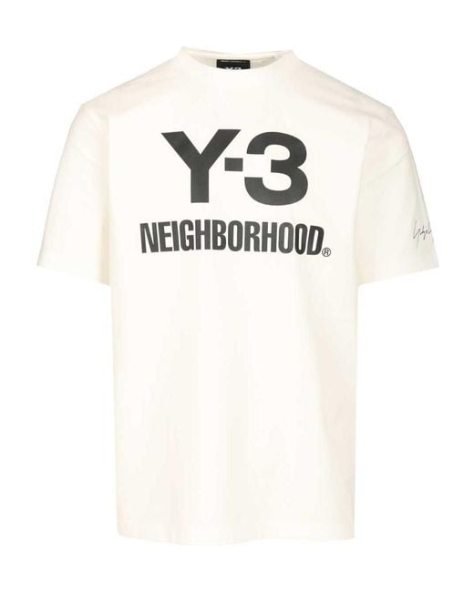 Y-3 White X Neighborhood X Dainese Logo Printed Crewneck T-Shirt for men