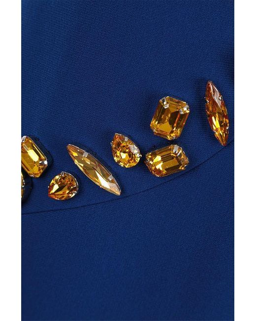 Prada Blue Crystal-Embellished V-Neck Dress