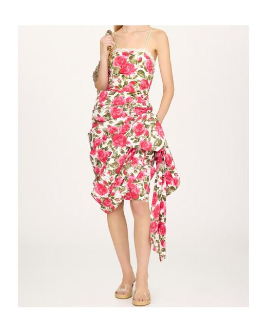 Chloé White Chloé Ruched Rose Print Bodysuit