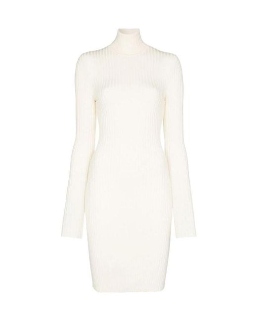 Wolford White Ribbed Knit Fitted Mini Dress