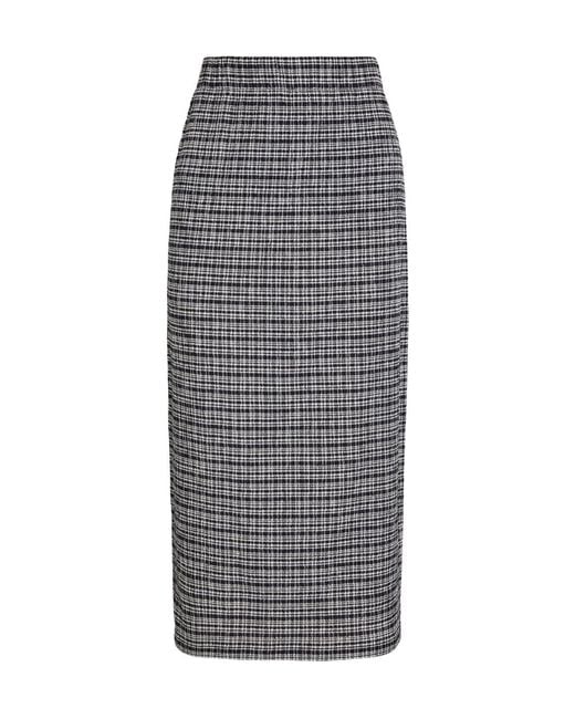 Vince Gray Striped Shirred Midi Skirt