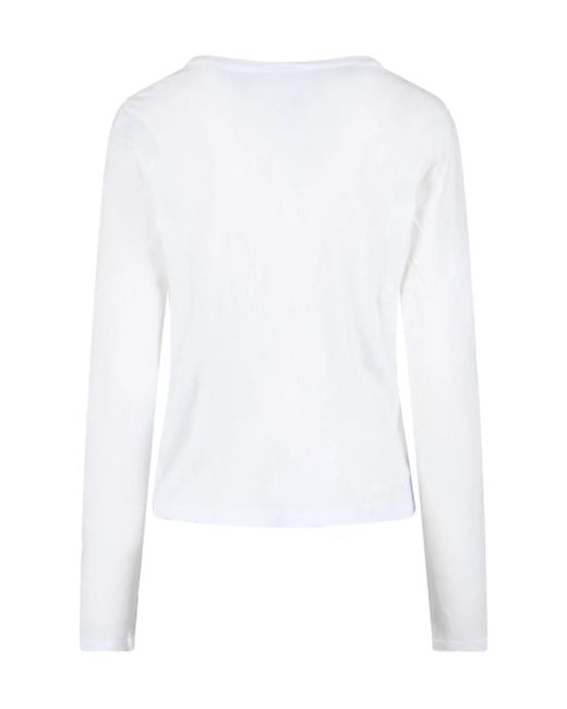 James Perse White Deep V-Neck Long Sleeve T-Shirt