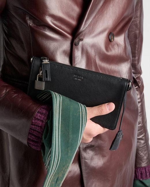 Prada Black Zipper Clutch for men