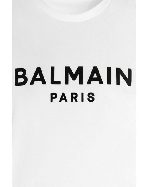 Balmain White Tshirt Con Logo