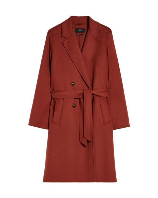 Weekend by Maxmara Red Double-Breasted Wool Coat
