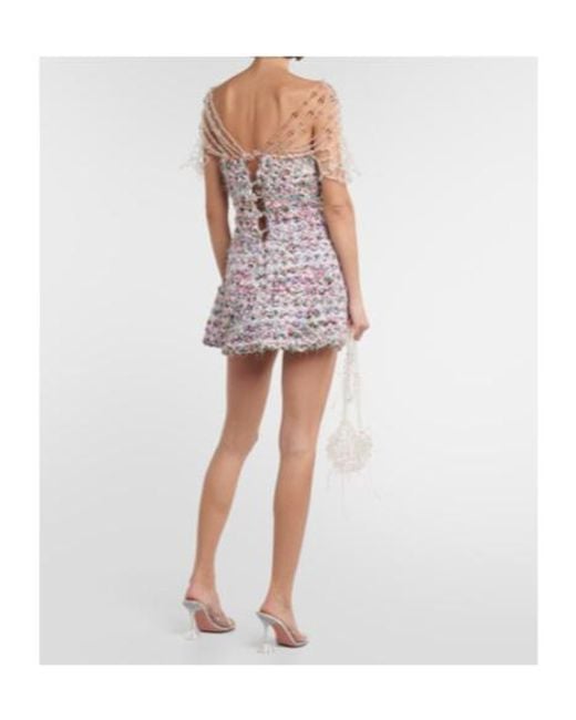SUSAN FANG Multicolor Beaded Crochet Minidress