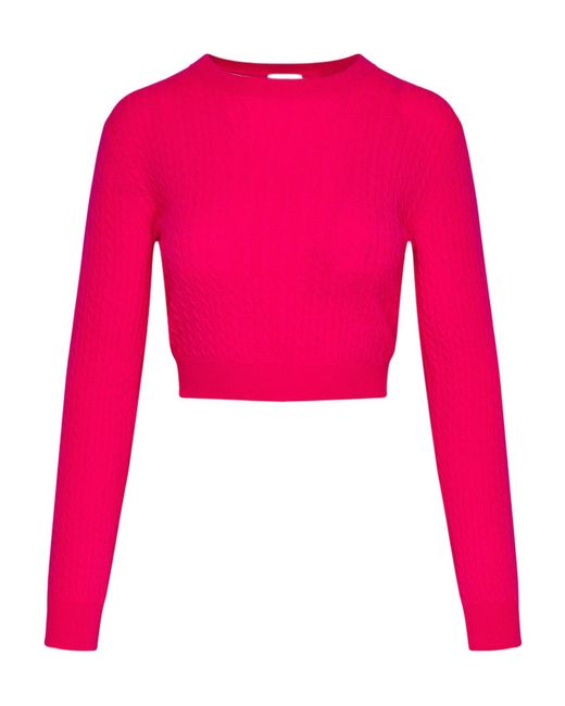 Patou Pink Ribbed Crew Neck Sweater