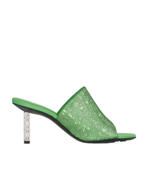 Givenchy Green G Cube Embellished Mules