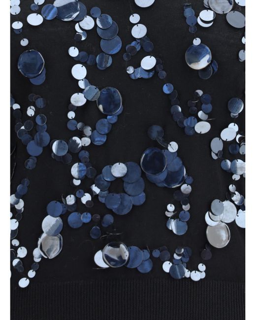 Fabiana Filippi Blue Sequin-Embellished V-Neck Sweater