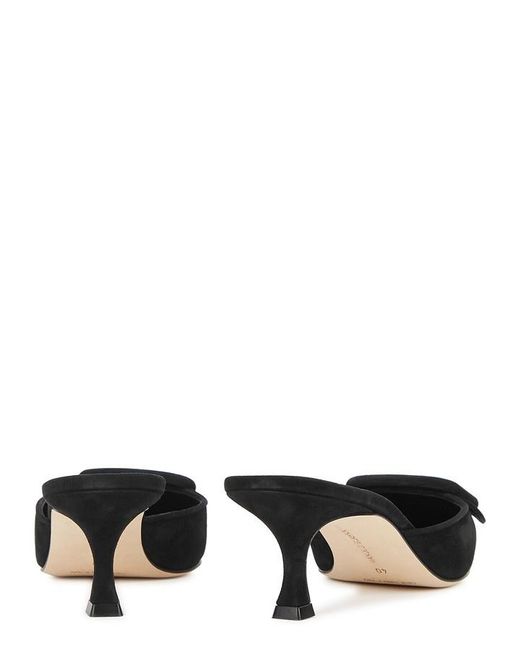 Manolo Blahnik Black Maysale 50 Suede Mules