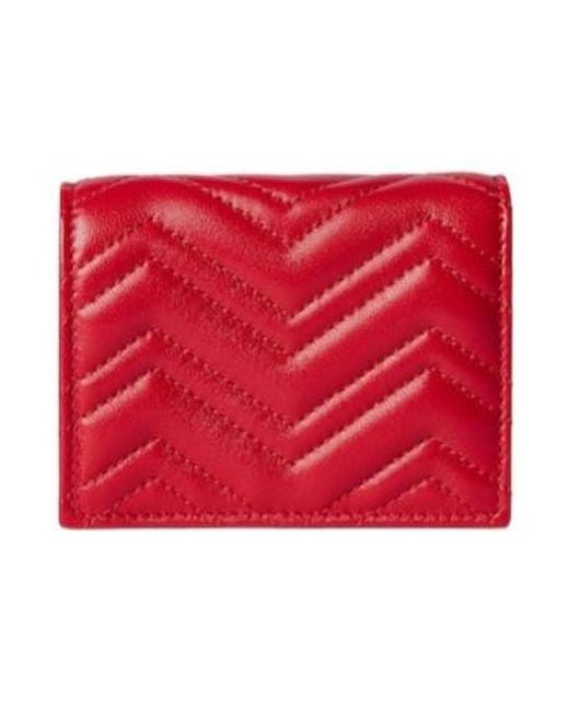 Gucci Red Gg Marmont Small Wallet