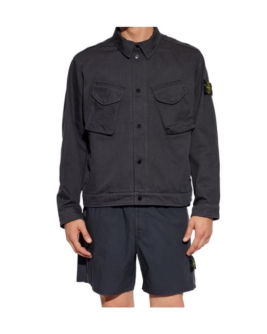 Stone Island Blue Long-Sleeved Casual Jacket for men