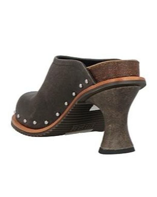 DIESEL Brown Solidcolor Roundtoe Mules