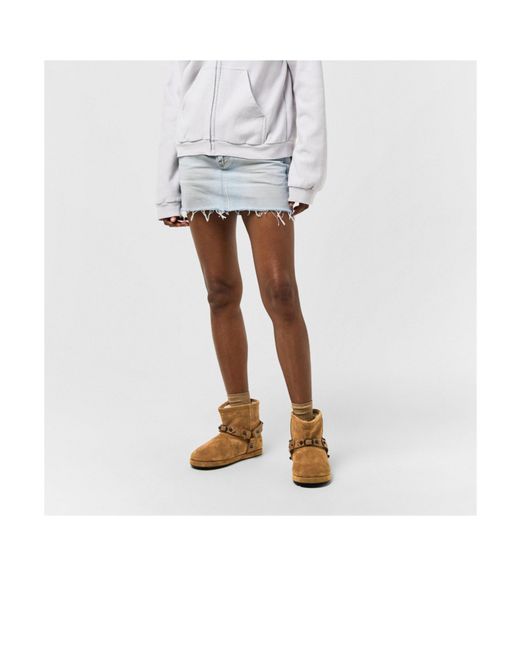 Balenciaga Brown Caramel Biker-Style Suede Snow Boots