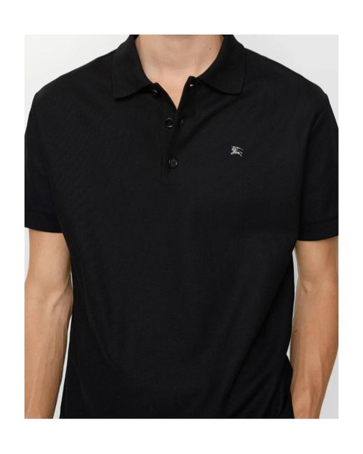 Burberry Black Ekd Embroidered Short Sleeved Polo Shirt for men