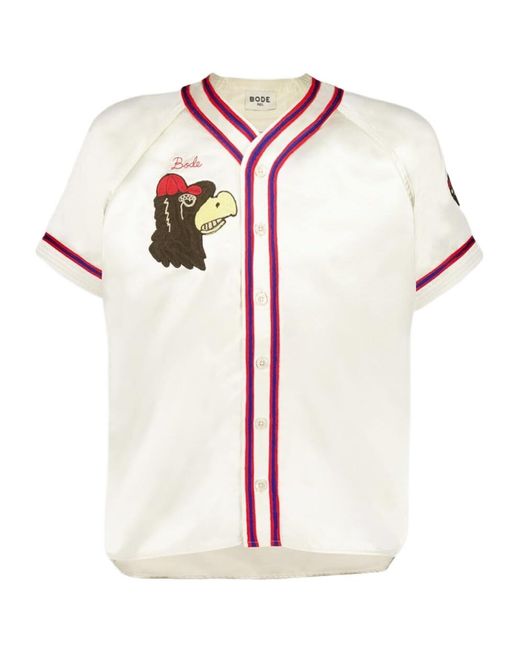 Bode White Logo Embroidered Redtail Baseball Shirt for men