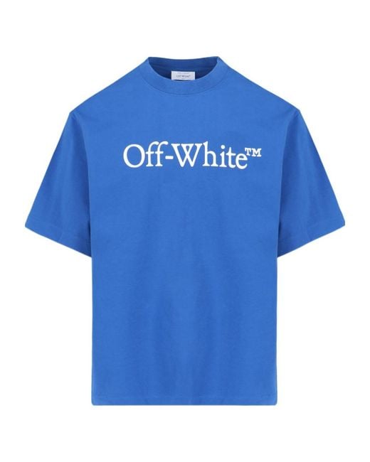 Off-White c/o Virgil Abloh Blue Big Bookish Skate Crewneck T-Shirt for men