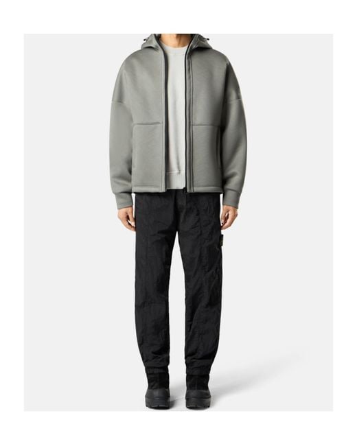Stone Island Gray Scuba Zipped Hoodie for men