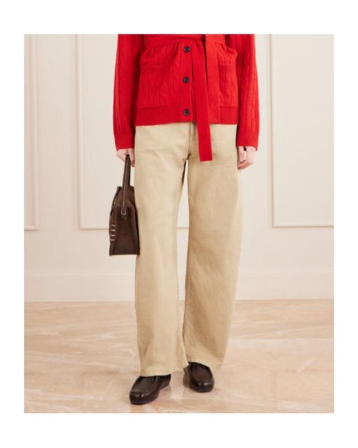 Nili Lotan Natural Tribeca Twill Barrel-Leg Pants