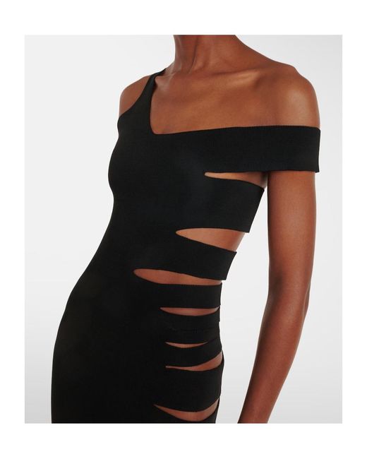 Mugler Black Open-Back One-Shoulder Dress