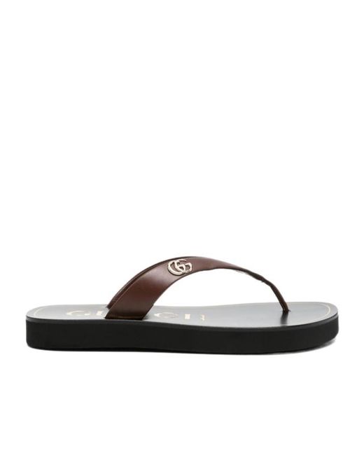 Gucci Brown Open-Toe Flip-Flops