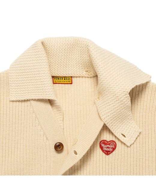 Human Made Natural Heart-Patch Wool Cardigan for men