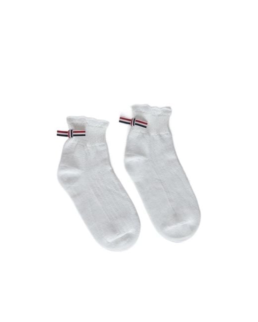 Thom Browne White Rwb-Bow Ankle Socks