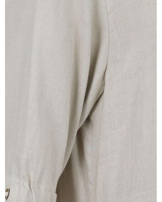 Herno Gray Short Sleeve Buttoned Midi Dress