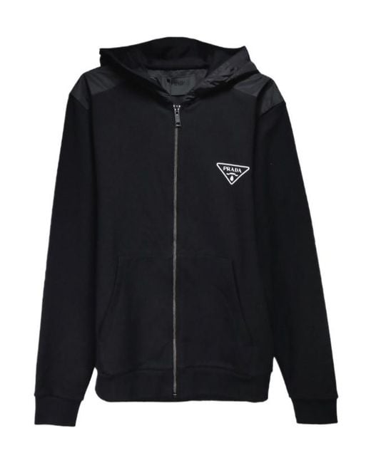 Prada Black Long-Sleeved Hooded Casual Jacket for men