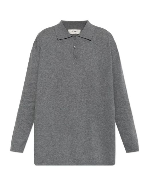 Lisa Yang Gray Buttoned Polo Knitwear