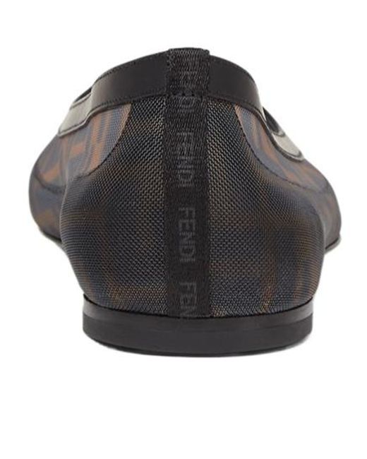Fendi Multicolor Leather And Ff Mesh Ballet Flats