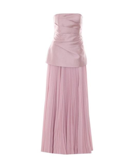 Solace London Pink London Claudette Pleated Maxi Dress