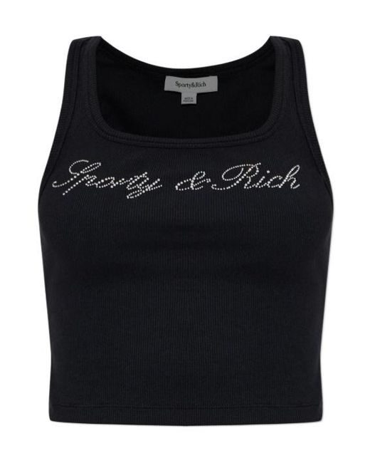 Sporty & Rich Black Cropped Tank Top
