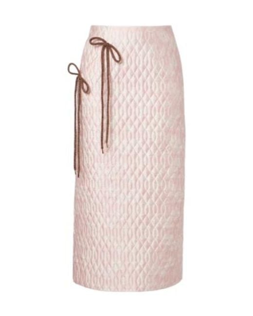 Simone Rocha Pink Floral Quilted Pencil Skirt