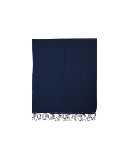 Emporio Armani Blue Logo-Printed Fringed Scarf for men