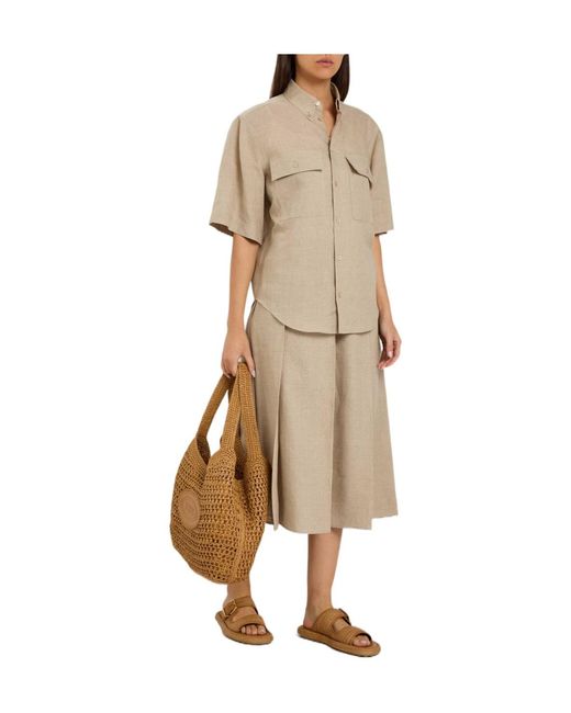 Tod's Natural Minimalist Versatile Solid Linen Shirt