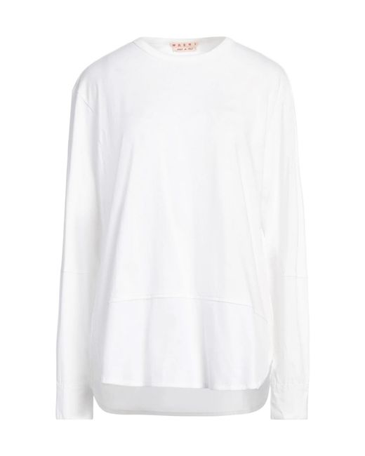 Marni White Solid Color T-Shirt