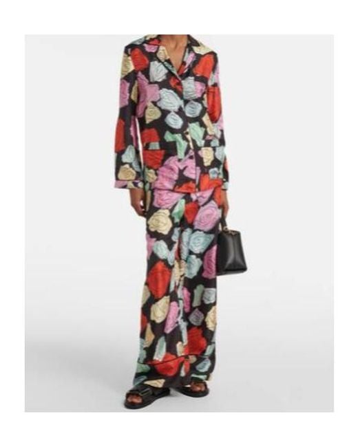 Marni Red Floral Silk Palazzo Pants