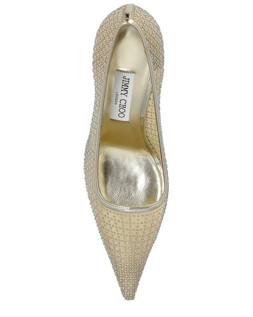 Jimmy Choo White Lxia 80 Embellished Pointed Toe Pumps