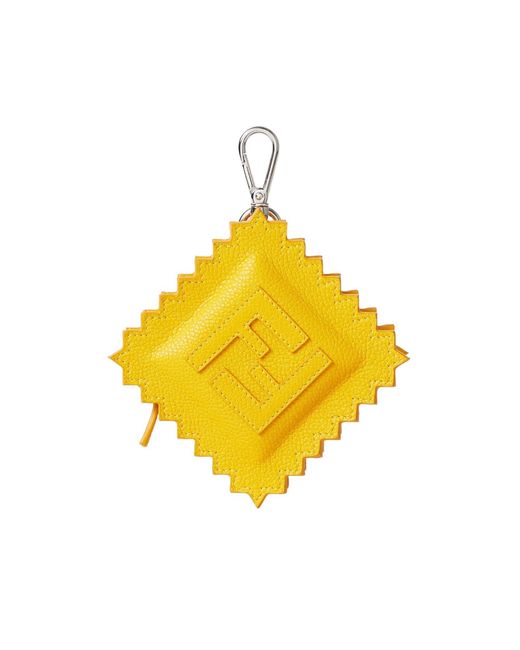 Fendi Yellow Raviolo Ff Motif Charm for men